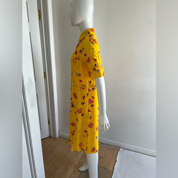 Altuzarra Vittoria Dress  Floral Button Down Drawstring Waist Short Sleeve US 10 - Picture 4 of 9